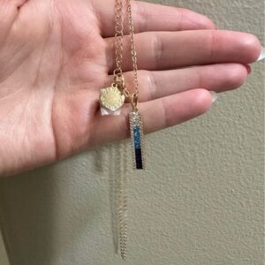 Elegant Gold and Blue Pendant Necklace